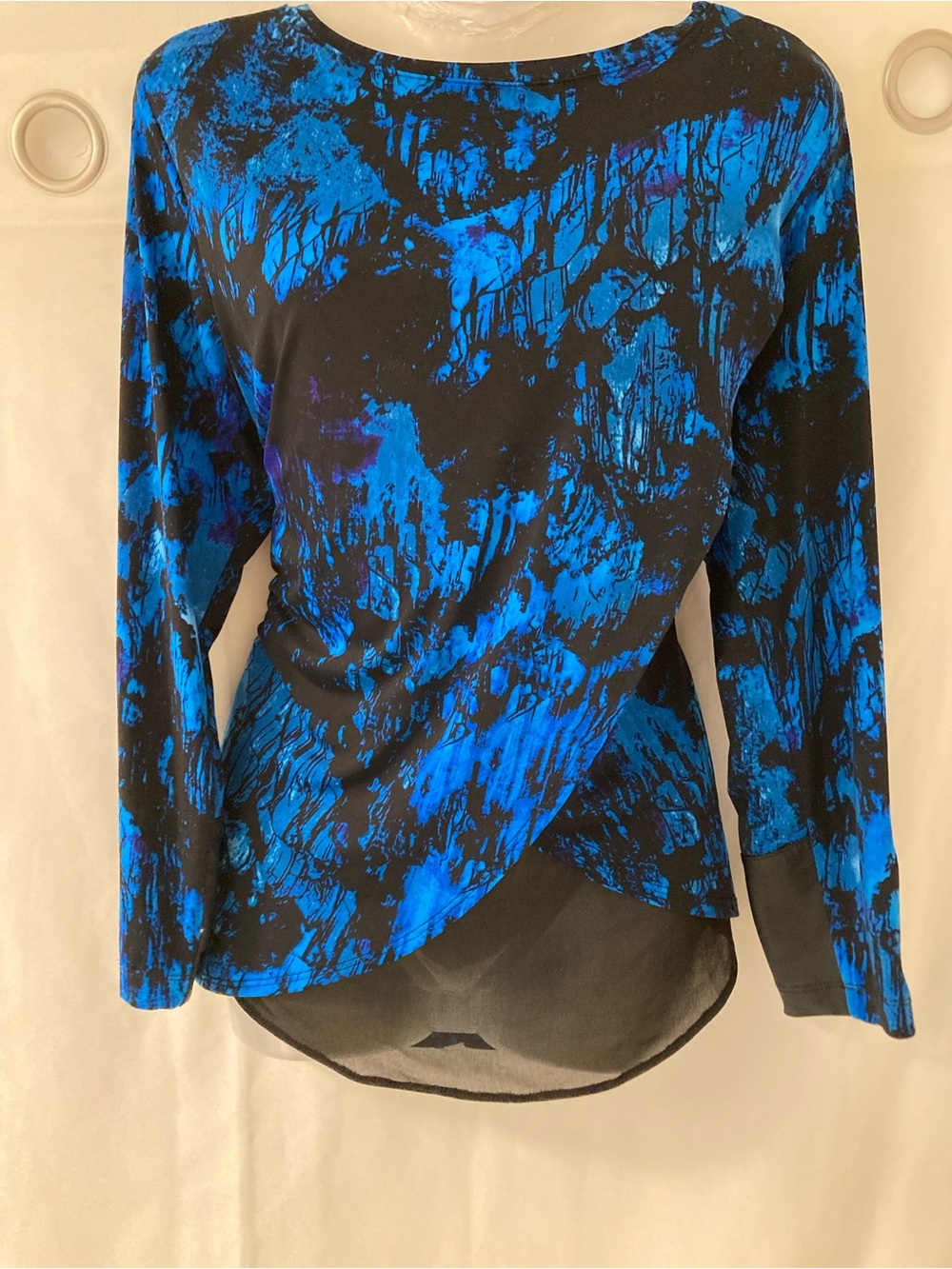Nygård Blue Black Abstract Print Layered Long Sleeve Top Size M